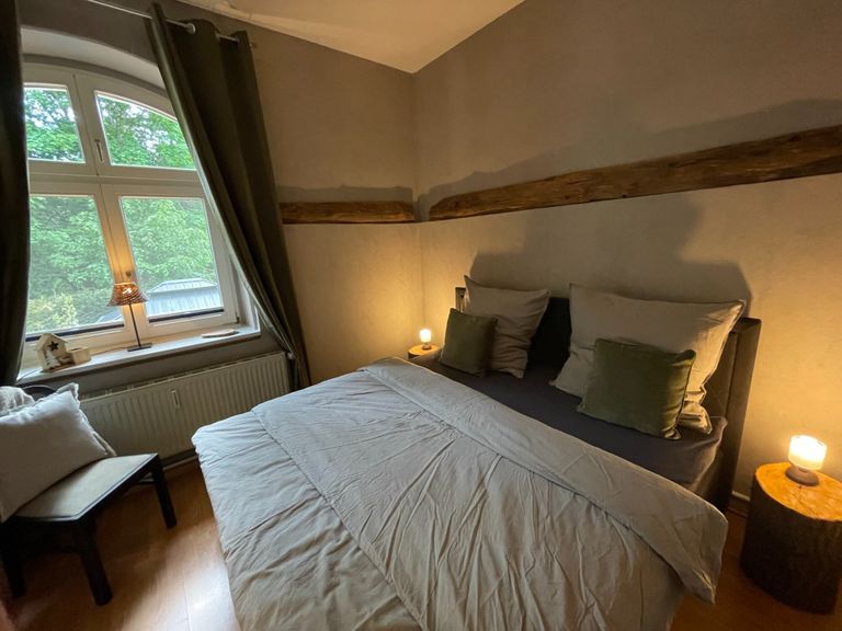 Ferienwohnung Bergrauschen Unterkunft Urlaub Harz Goslar Bad Harzburg Stempel HWN Harz Wandern Bett Schlafzimmer